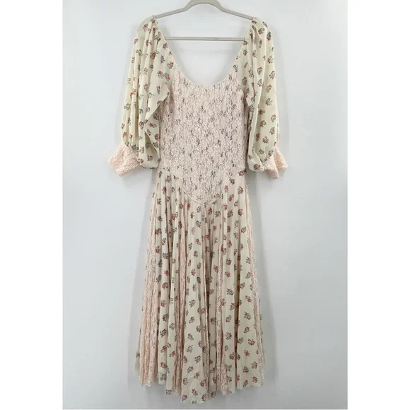 We Are HAH Maiden Memphis Corset Midi Dress in Almond Milk Cottagecore sz Large - Picture 6 of 14